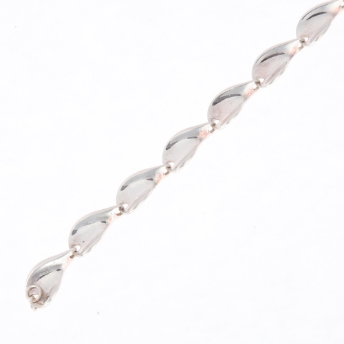 1364 - JENS JOHS AAGAARD - a Danish modernist sterling silver petal panel bracelet, 18cm, 19.7g