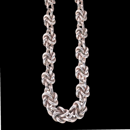 1386 - A Vintage Danish silver graduated knot necklace, 40cm, 44.4g