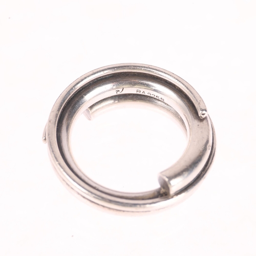 1395 - RICHARD AABOE - a heavy Danish modernist sterling silver band ring, band width 9.6mm, size R, 17.1g