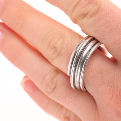 1395 - RICHARD AABOE - a heavy Danish modernist sterling silver band ring, band width 9.6mm, size R, 17.1g