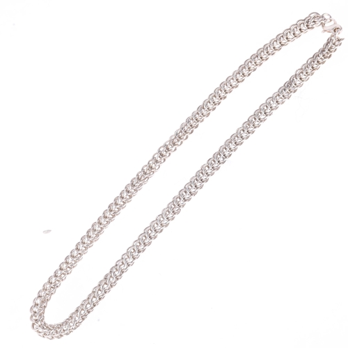 1405 - A heavy sterling silver double hoop link chain necklace, 46cm, 70.2g