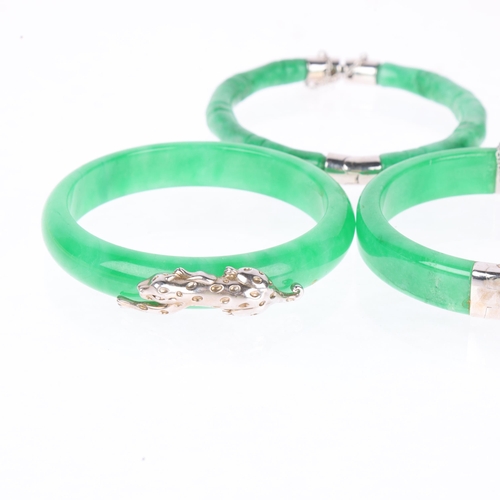 1426 - 3 modern Chinese jadeite bangles, 140g total (3)