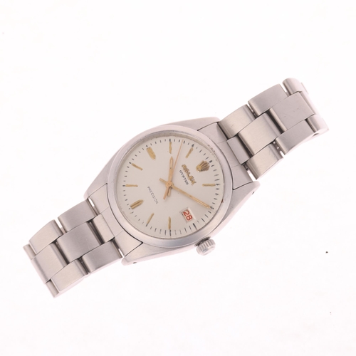 1001 - ROLEX - a Vintage stainless steel Oyster Precision mechanical calendar bracelet watch, ref. 6494, ci... 