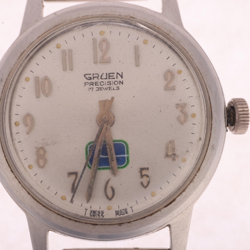 1005 - GRUEN - a Vintage stainless steel 'Vancouver Canucks' Precision mechanical wristwatch head, circa 19... 