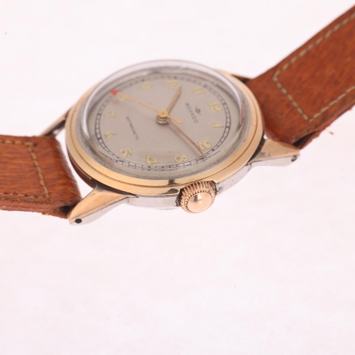 1007 - MOVADO - a Vintage bi-metal mechanical wristwatch, circa 1950s, silvered dial with applied gilt Breg... 