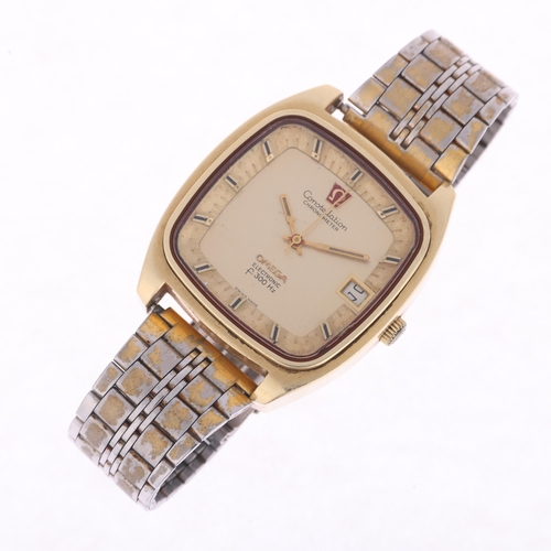 1008 - OMEGA - a gold plated Constellation Chronometer Electronic f300Hz quartz calendar bracelet watch, re... 