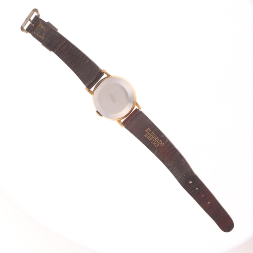 1009 - ORIS - a gold plated stainless steel mechanical calendar wristwatch, circa 1960s, silvered dial with... 