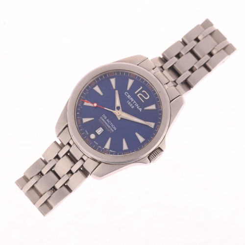 1010 - CERTINA - a stainless steel DS Action chronometer quartz calendar bracelet watch, ref. C032851, blue... 