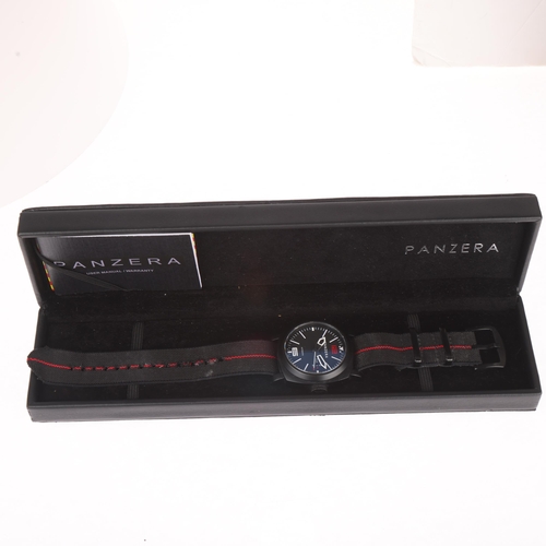 1019 - PANZERA - a matte IP black stainless steel Aquamarine 45 Pacific Spirit automatic calendar wristwatc... 