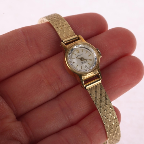 1022 - PORTA - a lady's gold plated stainless steel mechanical wristwatch, silvered dial with applied gilt ... 