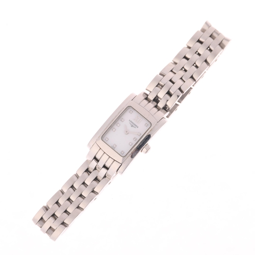 1024 - LONGINES - a lady's stainless steel DolceVita quartz bracelet watch, ref. L5.158.4, white mother-of-... 