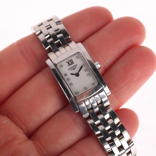 1024 - LONGINES - a lady's stainless steel DolceVita quartz bracelet watch, ref. L5.158.4, white mother-of-... 