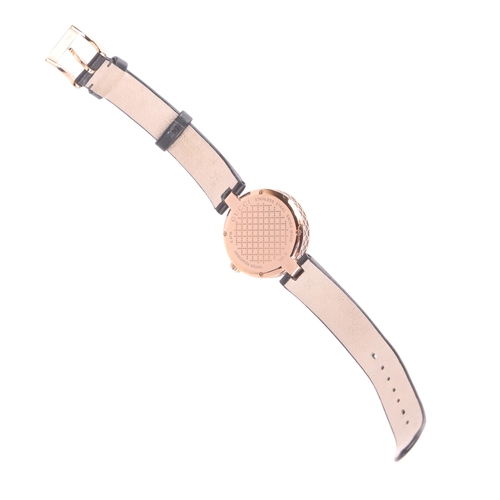 1032 - GUCCI - a lady's rose gold plated stainless steel Diamantissila quartz wristwatch, ref. 141.4, black... 