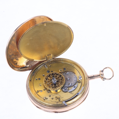 1037 - A 19th century German 18ct gold open-face key-wind quarter repeater pocket watch, by Fredric Winkhau... 