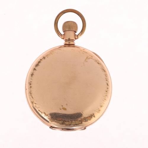 1046 - ELGIN - a gold plated half hunter keyless pocket watch, white enamel dial with Roman numeral hour ma... 