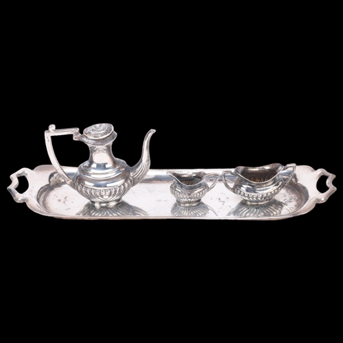 1460 - An Elizabeth II miniature silver 4-piece tea set, A Chick & Sons Ltd, London 1978, comprising teapot... 