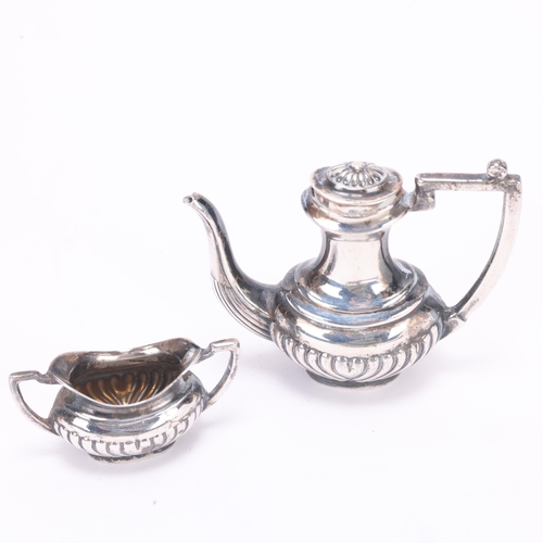 1460 - An Elizabeth II miniature silver 4-piece tea set, A Chick & Sons Ltd, London 1978, comprising teapot... 