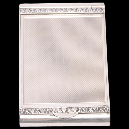 1467 - An Art Deco George VI silver powder compact, Dyas Beverley Hampton, London 1947, rectangular form wi... 