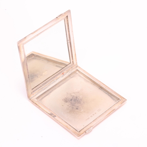 1480 - ASPREY - an Art Deco George V silver and 9ct gold square powder compact, Asprey & Co Ltd, London 193... 