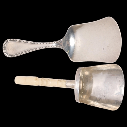 1500 - A George IV silver bone-handled shovel tea caddy spoon, possibly Joseph Taylor, Birmingham 1824, 8.5... 