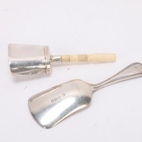 1500 - A George IV silver bone-handled shovel tea caddy spoon, possibly Joseph Taylor, Birmingham 1824, 8.5... 