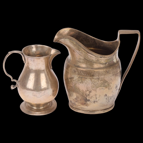 1505 - A George II silver baluster cream jug, Thomas Whipham & William Williams, London 1741, 8.5cm, and a ... 