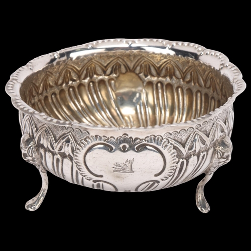 1520 - A Victorian silver lobed sugar bowl, Holland, Son & Slater, London 1882, circular form with relief e... 