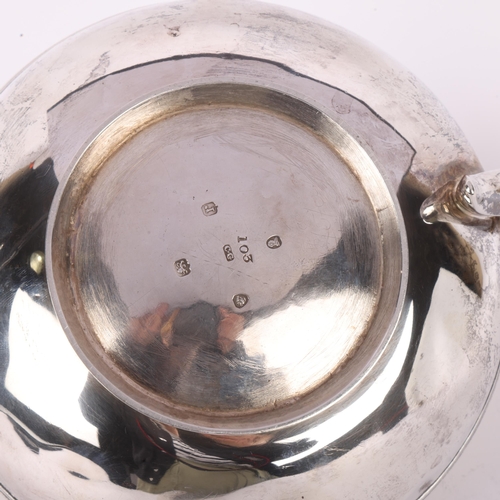 1523 - A William IV silver teapot, Charles Gordon, London 1832, circular squat form with cast-silver Greyho... 