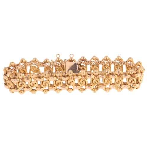 1121 - A Continental 21ct gold fancy link chain bracelet, indistinct assay marks on clasp, 18cm, 26.6g