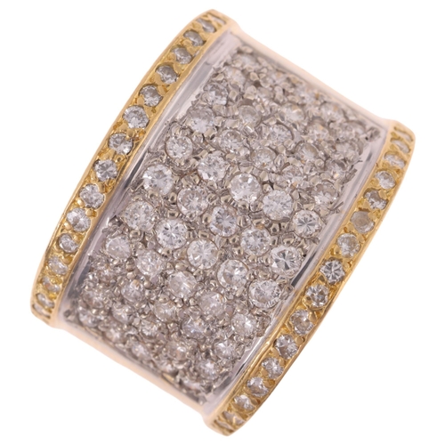 1164 - An Italian 18ct two-colour gold diamond band ring, maker JSJ, pave set with modern round brilliant-c... 