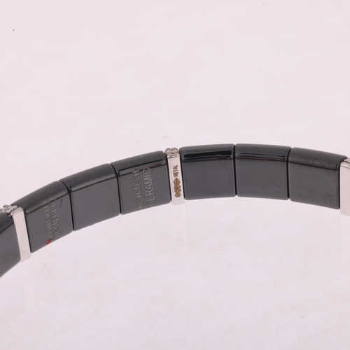 1172 - ROBERTO DEMEGLIO - a High-Tech black gloss ceramic diamond expanding bracelet, the 18ct white gold s... 