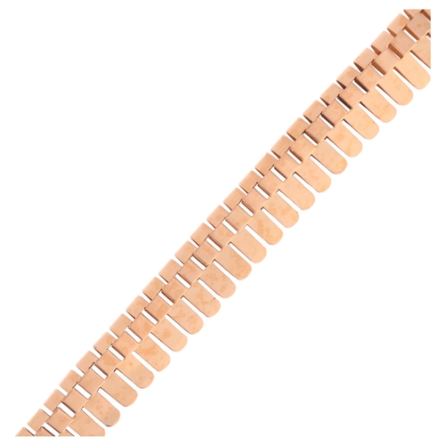 1179 - A French 18ct rose gold fringe bracelet, unmarked mount tests as 18ct, band width 10.1mm, 18cm, 14.4... 