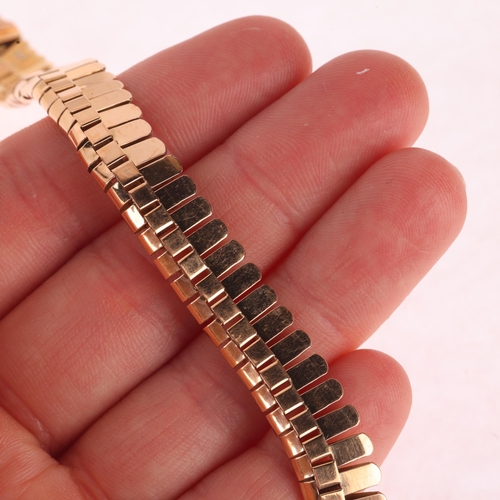 1179 - A French 18ct rose gold fringe bracelet, unmarked mount tests as 18ct, band width 10.1mm, 18cm, 14.4... 