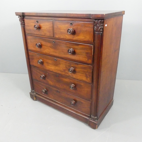 2112 - A 19th century Scottish mahogany chest of two short and three long drawers. 109x120x54cm.