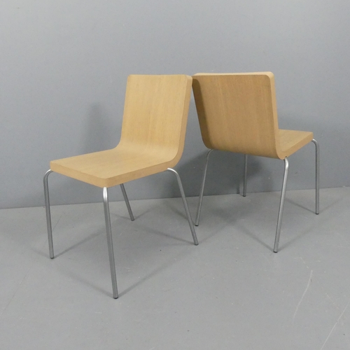 2195 - A set of six contemporary bent ply stacking dining chairs.