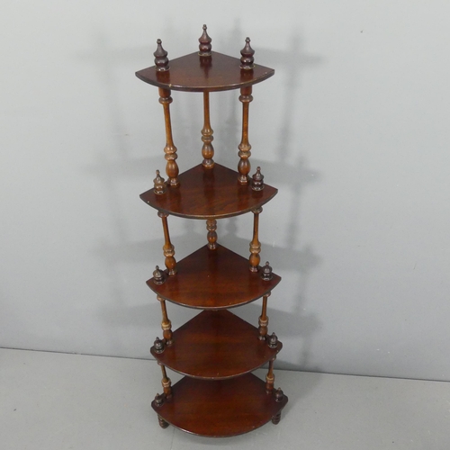 2210 - A mahogany five-tier corner whatnot. 53x133x36cm.