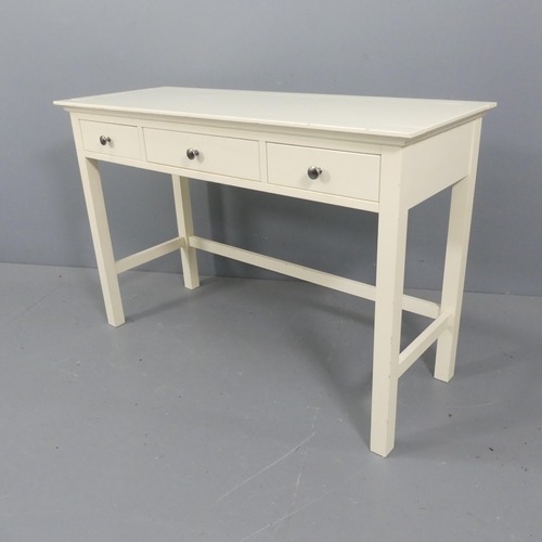 2213 - WITHDRAWN - JOHN LEWIS - A modern painted dressing table, with three frieze drawers and maker's labe... 