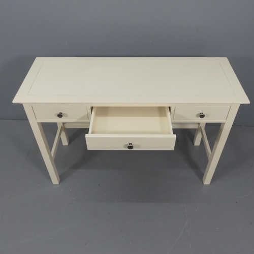 2213 - WITHDRAWN - JOHN LEWIS - A modern painted dressing table, with three frieze drawers and maker's labe... 