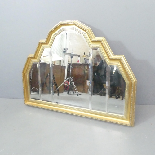 2271 - An Art Deco style gilt painted resin framed wall mirror of stepped design. 114x85cm.