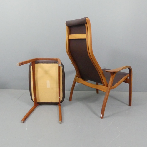 2098 - YNGVE ECKSTROM - A mid-century Swedish teak Lamino lounge chair and matching footstool by Swedese Mo... 