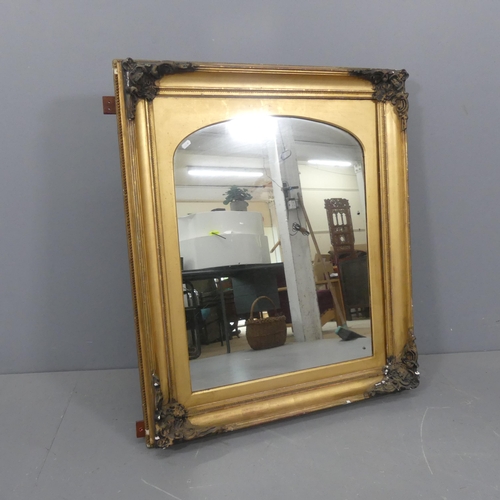 2267 - A Victorian rectangular gilt-gesso framed arch-top wall mirror. 86x102cm.