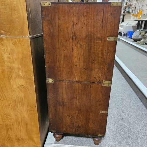 368 - A near pair of Victorian military/campaign chests, both 2 section brass bound mahogany with recessed... 