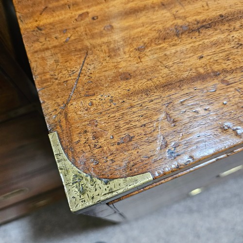 368 - A near pair of Victorian military/campaign chests, both 2 section brass bound mahogany with recessed... 