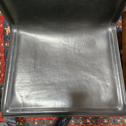 16 - JACQUES TOUSSAINT for Matteo Grassi, a 1970s post-modern Golfo Dei Poeti black leather lounge chair ... 