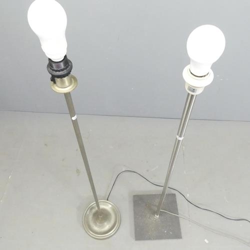 2560 - Two modern brushed steel standard lamps. Tallest overall 133cm.