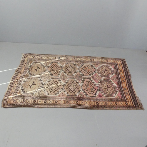 2280 - A cream ground Turkoman rug. 208x128cm.