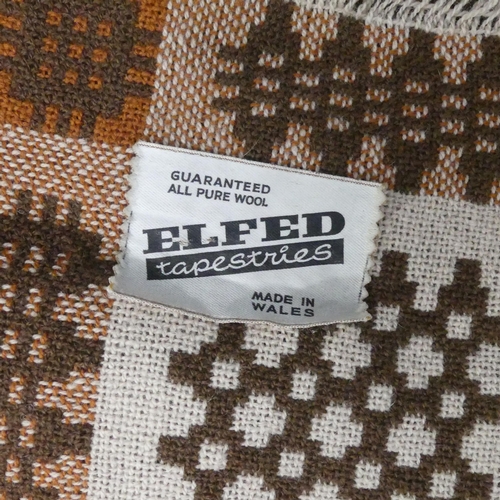 2326 - A Welsh blanket, reversible in brown and cream, with label for Elfed tapestries. 248x160cm.... 