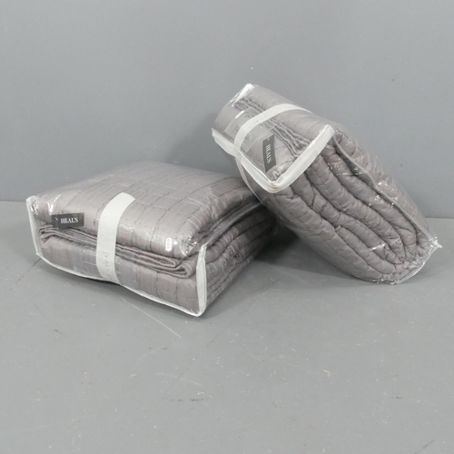 2334 - A pair of Heal's silk bedspread throws, in steel. Brand new and unopened.  RRP £329. each. 260x240cm... 