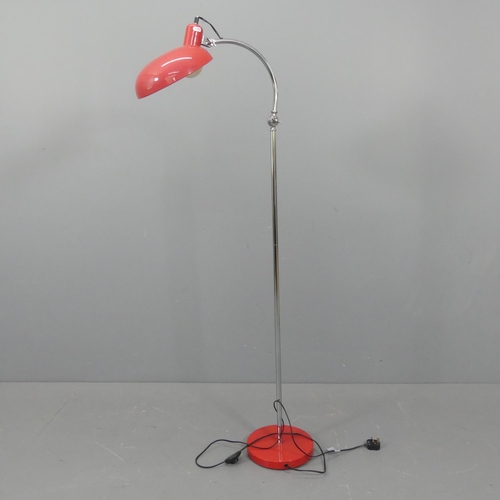 2337 - A vintage arc floor lamp, with enamel shade and chrome column. Height as pictures 155cm.