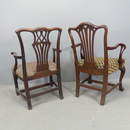 2535 - Two similar Chippendale style open arm chairs.